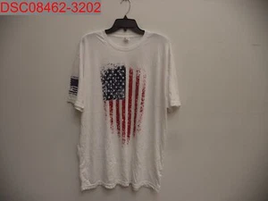 Stain, Til Valhalla Project Women Red White & Blue Distressed Flag T-Shirt, XXL - Picture 1 of 8