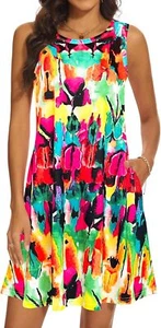 Summer Dresses for Women 2024 Casual Sundresses Beach X-Large, 001-rainbow - Picture 1 of 6