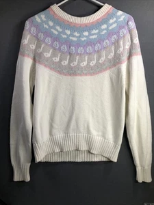Charter Club By Jane Justin Duck Goose Bird Sweater Size Medium 100% Cotton - Picture 1 of 7