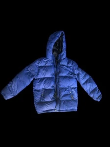 ✨ Blue puffer polo jacket with hoodie✨ - Picture 1 of 4