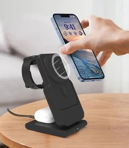 Magnetic Wireless Charger Stand with Detachable Power Bank 5000mAh Fast Charging - Picture 1 of 8