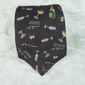 Corbata vintage yApre seda negra champán Y2K celebración de año nuevo hecha en EE. UU. - Imagen 1 de 9