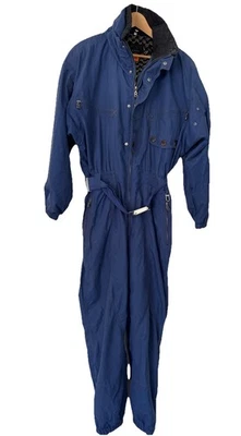 BOGNER Vintag Ski Suit One Piece Snow Jumpsuit, Size 38, Belt Insulated Blue - Image 1 of 4