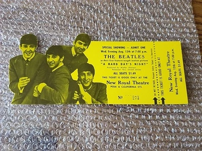Boleto de película The Beatles "A Hard Day's Night" original 1964 sin usar vista previa Foto 1 de 4