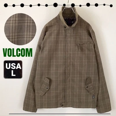 Volcom Swing Top Drizzler Windproof Lined Brown Check Full Zip Snap Mens XL - Image 1 of 4