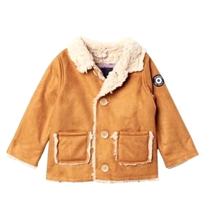 Ben Sherman Toddler Boys Faux Fur Pocket Suede Jacket in Beige 12Mths MSRP $75 - Picture 1 of 4