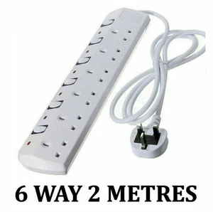 CABLE DE EXTENSIÓN DE RED DE 6 VELOCIDADES 2M CONMUTADO INDIVIDUALMENTE 13A AMPERIOS 2M LARGO - Imagen 1 de 1