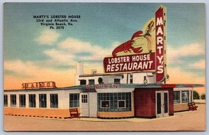 K36/ Virginia Beach Virginia Postcard Linen Martys Lobster House Pinup Girl 147 - Picture 1 of 2