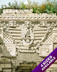 MAYAN DOORWAY DETAIL AT UXMAL MEXICO CATHERWOOD PAINTING ART REAL CANVAS PRINT - Picture 1 of 47