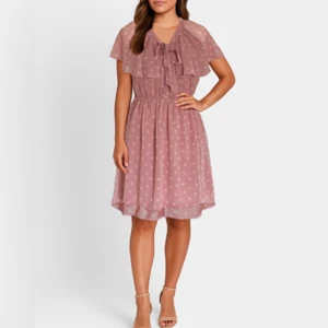 Forever 21 Mini Dress Pink Size S Chiffon Layers Bows V-Neck BNWT - Picture 1 of 7