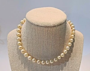 Vintage Japan  Faux Pearl Knotted Choker Necklace 15.5 Inch - Picture 1 of 5