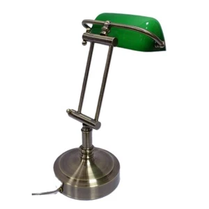 Bankerlampe, Art Deco Tischlampe, Altmessing Schreibtisch Lampe, Büro Leuchte - Bild 1 von 8