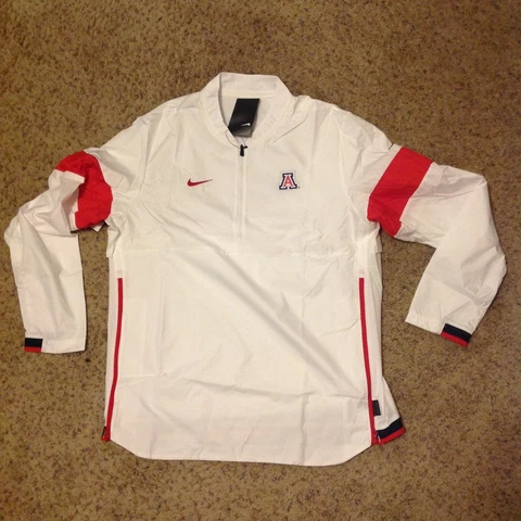 NIKE ARIZONA WILDCATS HALF ZIP PULLOVER WINDBREAKER JACKET SZ L WHITE NWT Cover