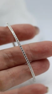 Sterling Silver 2.8mm Cubic Zirconia Bangle 54x48mm inside diameter - Free Post - Picture 1 of 4