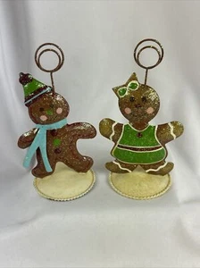 "Juego de 2 soportes para fotos de metal de Navidad de pan de jengibre para hombre y mujer 5"" x 2,5""" - Imagen 1 de 7