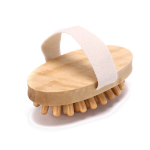 Hand-held wooden body brush massager cellulite reduction relieve tense musc_bf