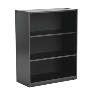 3-Shelf Bookcase with Adjustable Shelves, True Black Oak - Picture 1 of 6