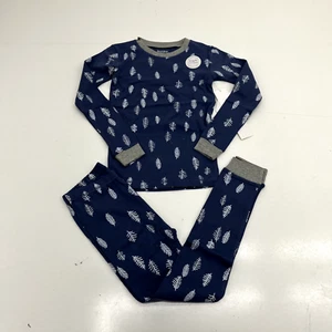 Burts Bees Navy Blue Long Sleeve 2 Piece Pajama Set Boys Size 7 NEW - Picture 1 of 10
