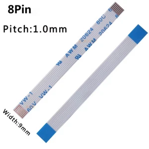 Pitch 1.0mm 8-Pin FFC/FPC Flexible Flat Cable 80C 60V VW-1 W:9mm L:50mm-3000mm - Picture 1 of 8