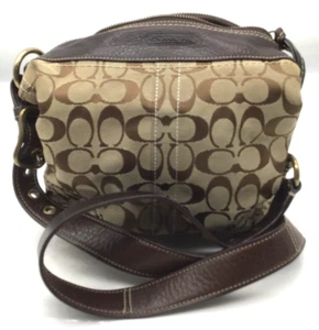 Coach Signature Monogram Hobo Crossbody Bag - Picture 1 of 7