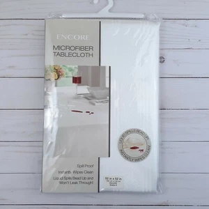 Fabric Tablecloth White Microfiber 52x52 Square Easy Care - Picture 1 of 2