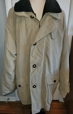 Abrigo Chaqueta De Colección Barneys NY Bronceado Microfibra Forro Extraíble Lana/Cachemira XL Foto 1 de 4