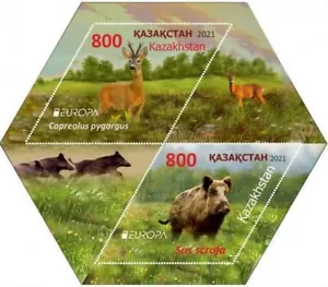 Kazakhstan 2021 Europa Endangered Animals Unique Unusual Miniature sheet - Picture 1 of 3