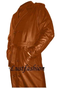 Abrigo de cuero NUEVO XL abrigo largo marrón cuero hombre leather coat brown XL - Imagen 1 de 2