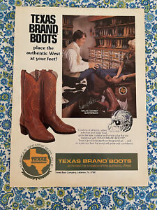 Vintage 1980 Texas Brand Boots Print Ad Lebanon Texas