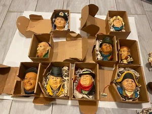 Lot Of 9 Vintage Bossons Chalk ware Wall Mount Heads In Original Boxes - Picture 1 of 14