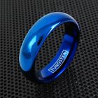 6mm Tungsten Ring Blue Plain Polished Wedding Band Jewelry Size 5-14