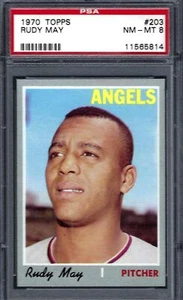 1970 Topps BB #203 PSA 8 Rudy May Angels 203 - Imagen 1 de 2