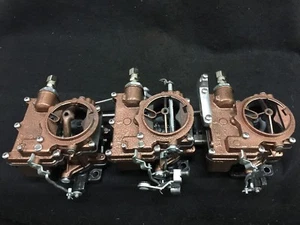 VINTAGE SPEED ROCHESTER 2G  3 x 2  CARB  SET IN COPPER VEIN  TRI POWER HOT ROD - Picture 1 of 6