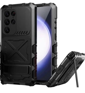Funda protectora de pantalla incorporada negra Miimall para Samsung Galaxy S23 Ultra Metal - Imagen 1 de 5