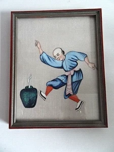 ♛ 19th century CHINA Watercolor Rice Paper Drawing ♛pith Paper♛ Snake Summoners ♛ - Picture 1 of 2