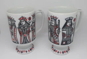 Vintage Pair Royal Crown Kings & Queen by Elena Playing Card Diamond Cups - Picture 1 of 7