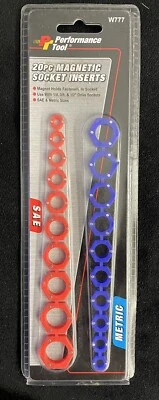 Performance Tool 20pc Magnetic Socket Inserts Holds Nut & Bolt SAE & Metric Size - Image 1 of 4