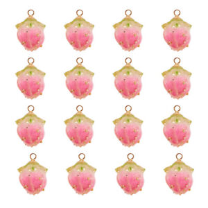 20pcs Hot Pink Handmade Natural Real Flower Dried Flower Pendants Charms 14~15mm