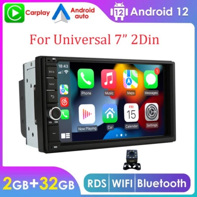 7" Double 2 DIN Android 12 Car Stereo MP5 Player GPS Nav WiFi BT FM Radio+Camera - Image 1 of 4