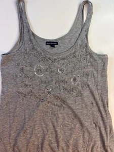 American Eagle Boho Gray Womens Top Tank Size M Medium Beads Sequins 2009 Sexy - Picture 1 of 11