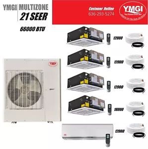 YMGI 66000 Btu 5 Zone Ductless Mini Split Air Conditioner Heat pump AC Heat Mix - Picture 1 of 18