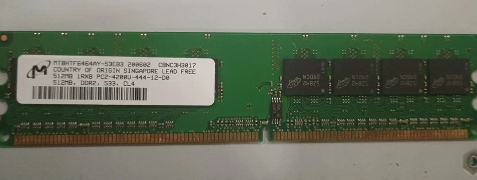 Micron MT8HTF6464AY-53EB8 PC2-4200U DDR2 512MB RAM Memory - Image 1 of 1