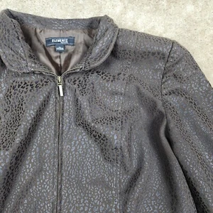 Elementz Petite Large Brown Print Full Zip Front Pocket Fitted Jacket - Picture 1 of 11