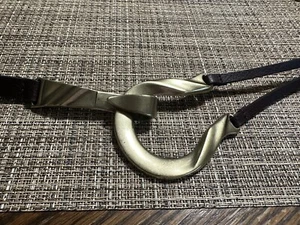 Cintura Chico’s in pelle marrone regolabile con fibbia a ferro di cavallo in ottone S/M - Foto 1 di 9