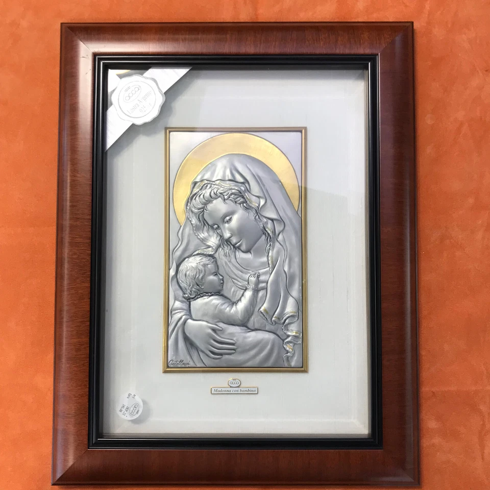 QUADRO CAPOLETTO, Madonna su lastra in argento 925, linea Acca cm 35 X 45 A01 - Immagine 1 di 1