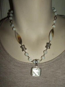 COLLANA GIOIELLO COLLIER GIROCOLLO MADREPERLA CIONDOLO NECKLACE ARGENTO 925 - Foto 1 di 9