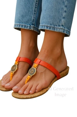 Dana Buchman Dberica  Mango Faux Leather Lined Slide Thong Flip Flop Sandals 8 M - Image 1 of 4