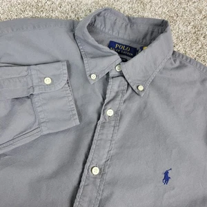 Polo Ralph Lauren klassische Passform Herren groß einfarbig grau Pony Knopfleiste LS - Bild 1 von 6