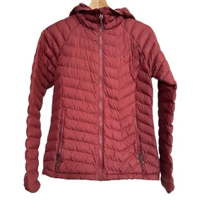 Columbia Women’s Powder Lite Puffer Jacket Hooded Size S Omni Heat Lined Burgund - Picture 1 of 6