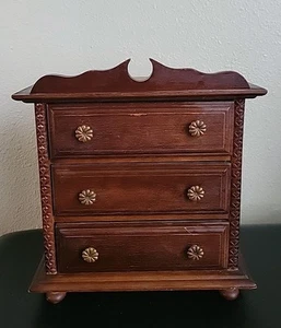 Vintage JAPAN Music Wood 3 Drawer Jewelry Box-Unsure Of Song - Picture 1 of 10